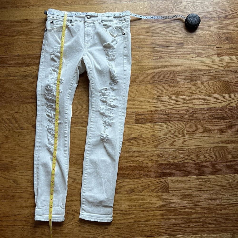 R13 Relaxed Skinny Distressed Jeans in White Made in Italy Tapered Ankle 26 - Picture 13 of 15